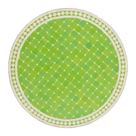 Imagen TABLERO MESA MOSAICO REDONDO VERDE MANZANA/ BLANCO 100CM DIAM. 