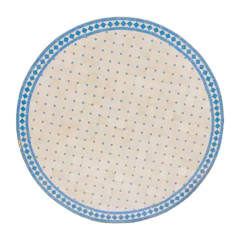Imagen TABLERO MESA MOSAICO REDONDO AZUL / BLANCO 120CM DIAM. 