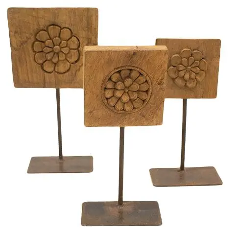 Imagen MADERA TALLADA PEANA METALICA