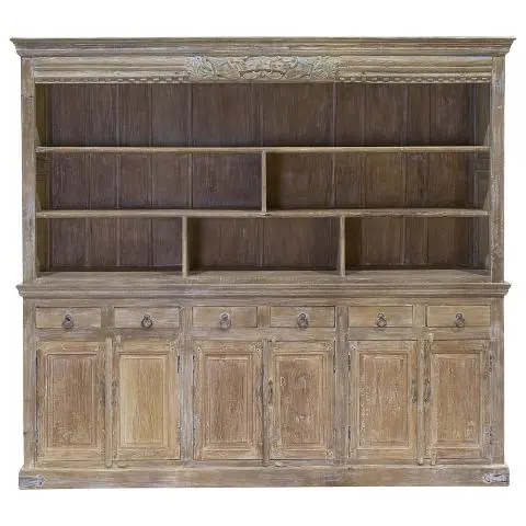 Imagen MUEBLE 2 MODULOS 6/P 6/C 2 BALDAS PATINA BLANCA RESTOS AZULES