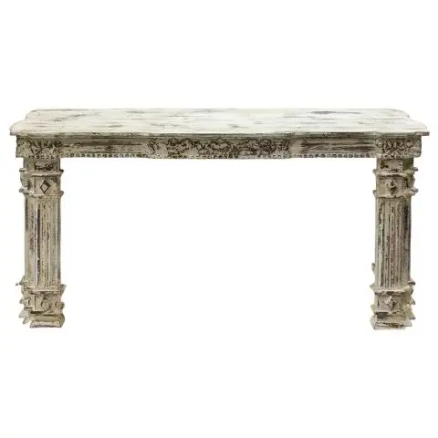 Imagen CONSOLA MADERA FRONTAL TALLADO BLANCA