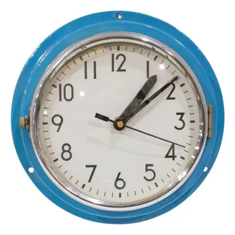 Imagen RELOJ PARED BARCO METAL AZUL
