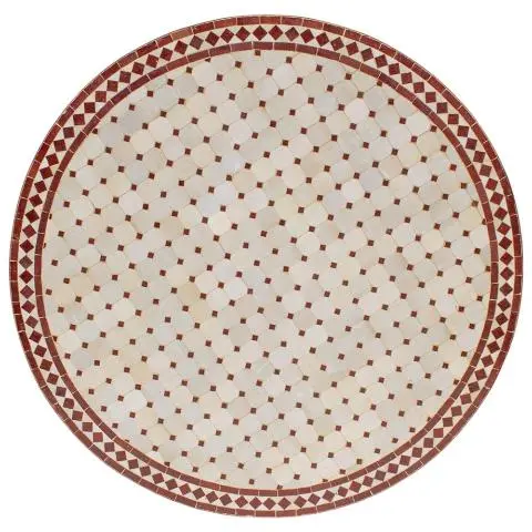 Imagen TABLERO MESA MOSAICO REDONDO BLANCO / ROJO 120CM DIAM
