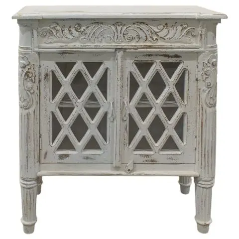 Imagen APARADOR ART DECO 2/P CRUCETAS FRONTAL TALLADO BLANCO