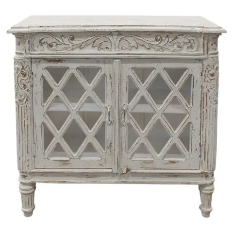 Imagen APARADOR ART DECO 2/P CRUCETAS FRONTAL TALLADO BLANCO