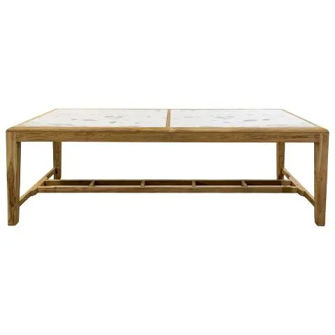 Imagen MESA COMEDOR MADERA Y MARMOL BLANCO 242X91 CM.