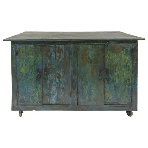 Imagen MESA ISLA 4/H 4 HUECOS AZUL RUEDAS