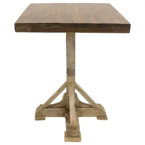 Imagen MESA AUXILIAR MADERA PIE CENTRAL  NATURAL Y BLANCO