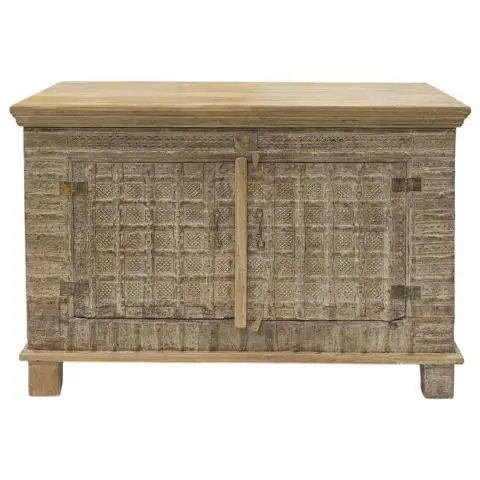 Imagen APARADOR ARCA 2/P MADERA METAL REPUJADO BLANCO DESGASTADO