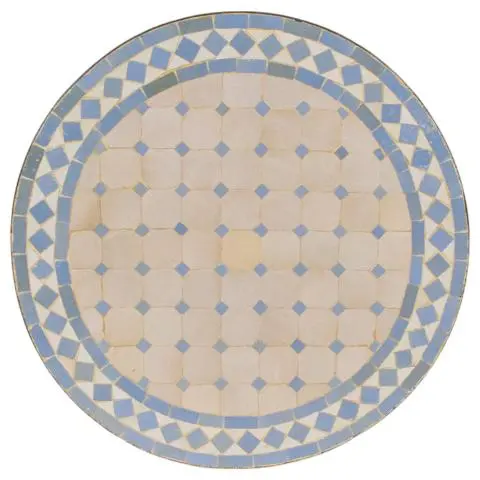 Imagen TABLERO MOSAICO REDONDO BLANCO / CELESTE 60CM DIAM.