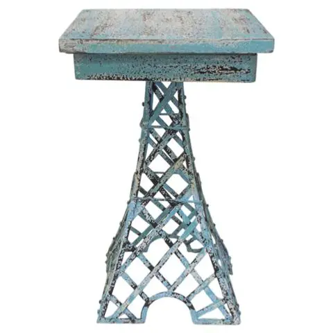 Imagen MESITA AUXILIAR MADERA Y FORJA EIFFEL AZUL