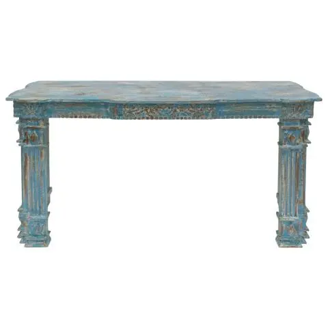 Imagen CONSOLA MADERA FRONTAL TALLADO CELESTE