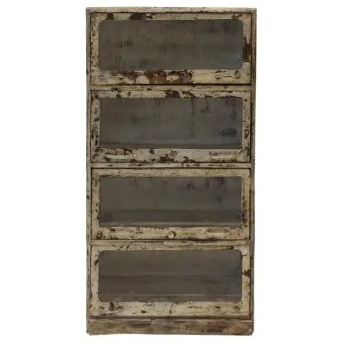 Imagen MUEBLE PANADERO METAL 4/P BLANCO ENVEJECIDO