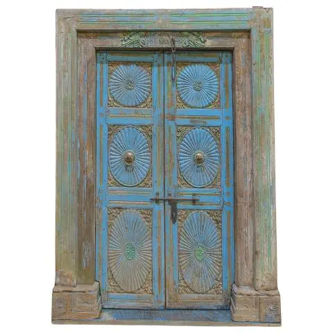 Imagen PUERTA 2/H ANTIGUA TALLADA AZUL