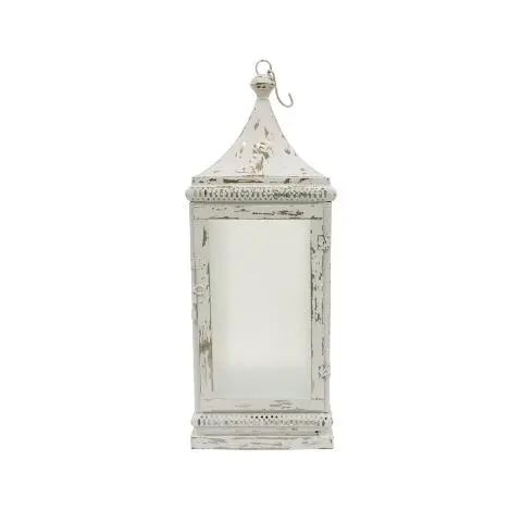 Imagen FAROL METAL CALADO BLANCO CRISTAL TRANSLUCIDO GR. 